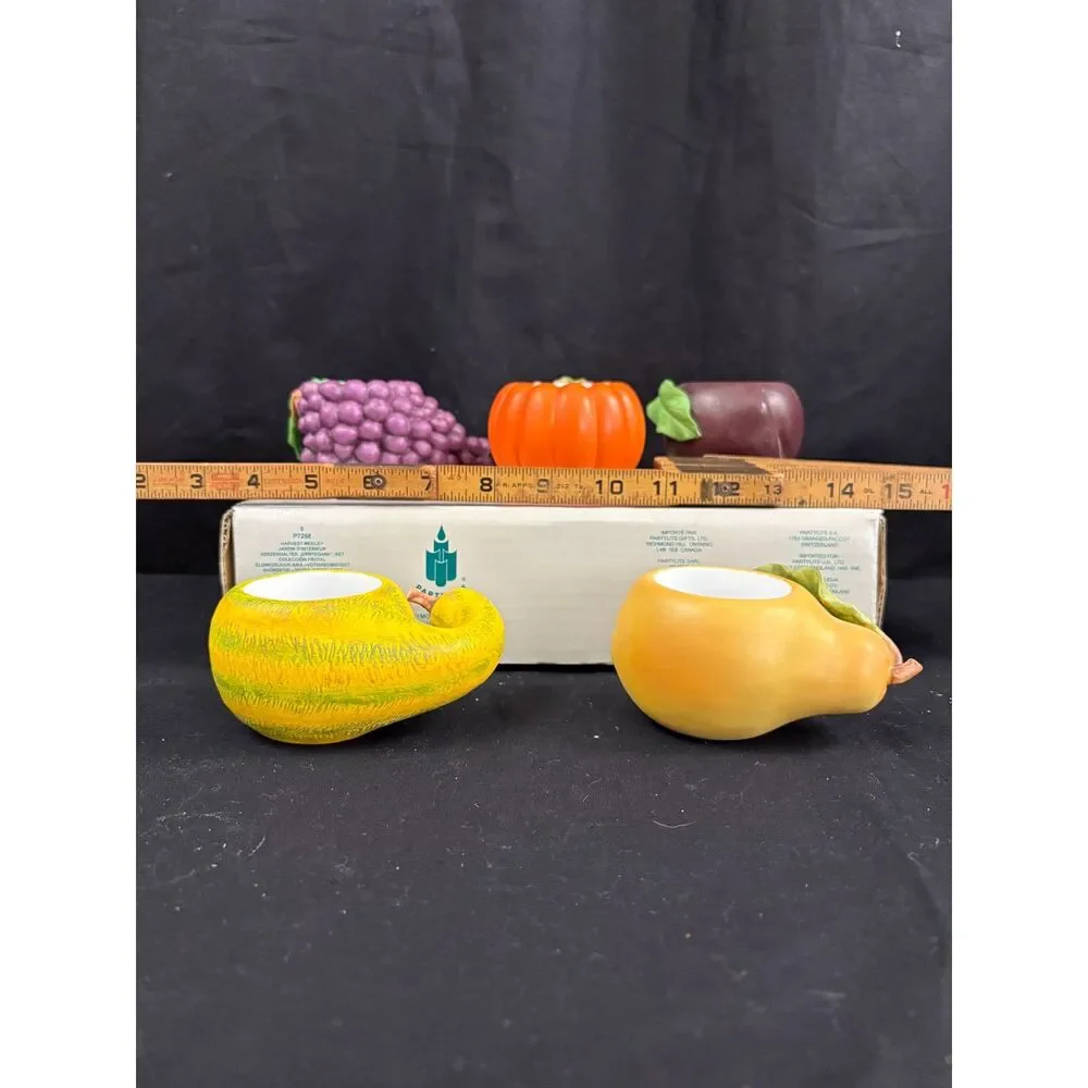 Vintage 2001 PartyLite Harvest Medley P7258 5 Pc Fruit Votive Candle Holders Box